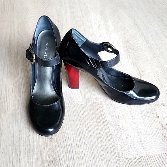 Y2K NINE WEST MARYJANE TWO TONE PATENT LEATHER PUMPS - Picture 1 of 5